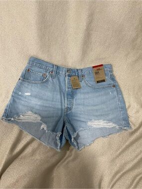 Levi's Light Blue Distressed Denim Cutoff Shorts